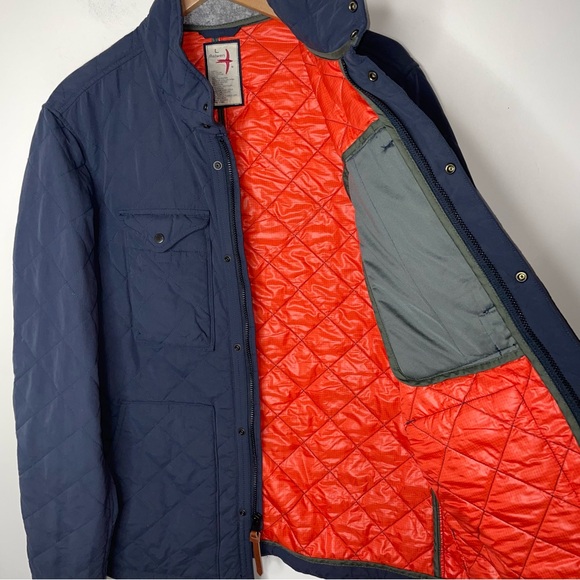 Relwen Men's Quilted Insulated Tanker Jacket Navy Blue Large Nylon/Cotton Polyes - Picture 6 of 8